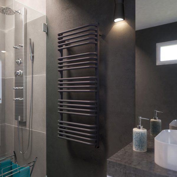 Terma Alex One H1140 x W500mm Modern Grey Electric Only Towel Rail - Image 2