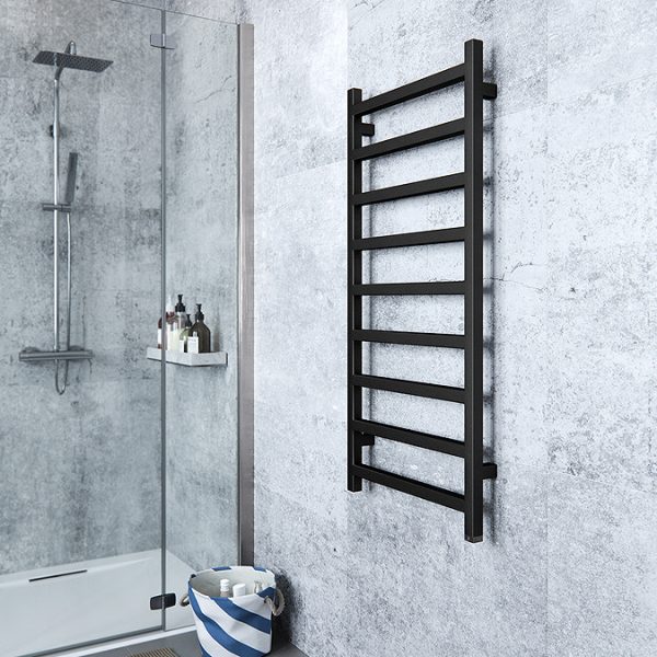 Terma Simple One H1080 x W500mm Heban Black Electric Only Towel Rail - Image 6