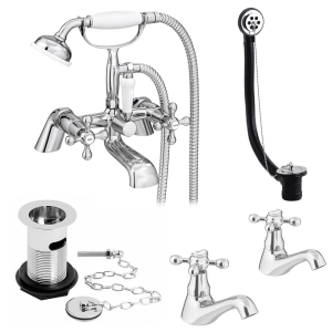 Nuie Traditional Viscount Bath Shower Mixer Pack   Chrome