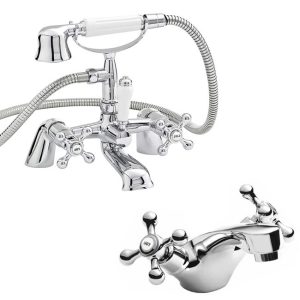 Nuie Viscount Range Mono Basin & Bath Shower Mixer   Chrome