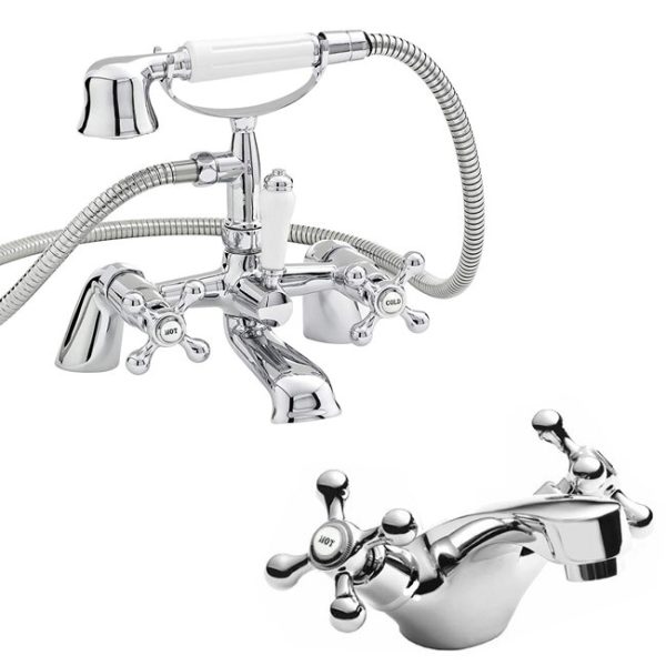 Nuie Viscount Range Mono Basin & Bath Shower Mixer   Chrome