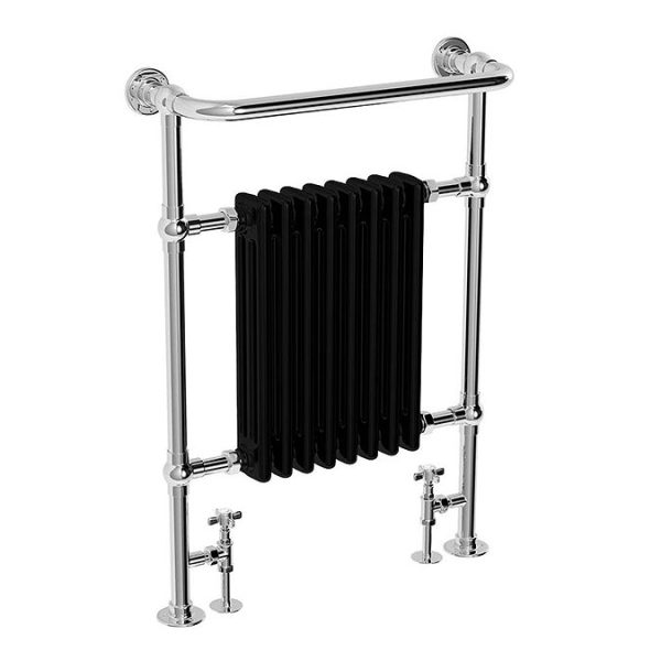 Chatsworth Savoy Traditional Heated Towel Rail Radiator (Chrome & Black Gloss) - Image 2