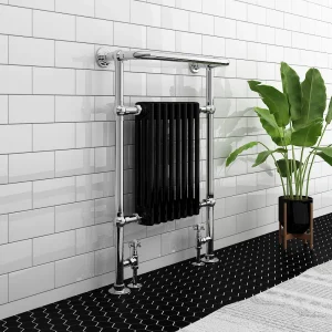 Chatsworth Savoy Traditional Heated Towel Rail Radiator (Chrome & Black Gloss)